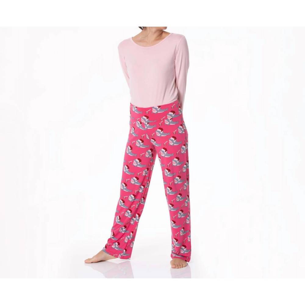 NEW KICKEE long sleeve tee & pajama pants set in winter rose holiday sharks